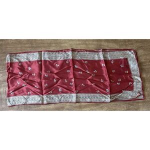 Vtg Red Floral Sacha Scarf 48"x9.5"